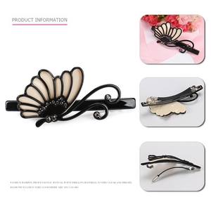 Acetate butterfly hair clip with Czech crystals and spring mechanism for women