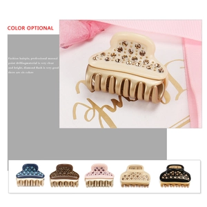 French style acetate hair claw clips with rhinestones in six elegant colors for women