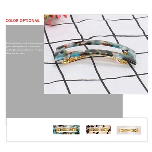 Minimalist marble pattern acetate hair clip with gold metal spring clip for women