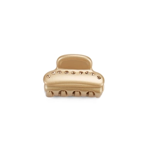Pinza per capelli in acetato oro champagne con fila singola di strass per lo styling