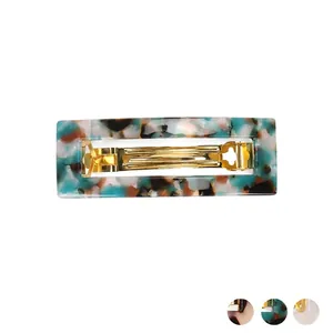 Acetate Rectangular Spring Hair Clip Minimalist Marble Tortoiseshell Pattern Hairpin Geometric Barrette For Women Accessories