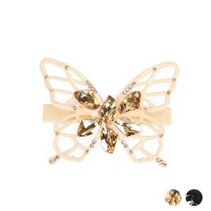Butterfly Hair Clip Acetate Hollow Rhinestone Spring Clip With Austria Crystal For Wedding Party Women Hair Accessories