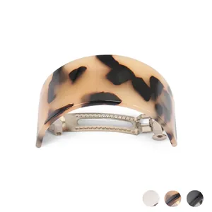 Pince à Cheveux Géométrique en Acétate Minimaliste Arc Écaille de Tortue Léopard Pince à Ressort pour Queue de Cheval Femme