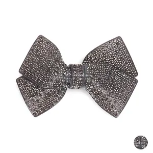 Sparkling Rhinestone Bow Hair Clip Acetate Spring Clip Elegant Black Bowknot Barrette For Women Party Wedding Hair Accessory