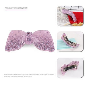 Barrette à cheveux violette en acrylique avec strass brillants et pince à ressort