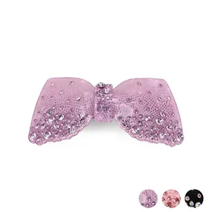 Pince à Cheveux Nœud Papillon en Acrylique à la Mode Avec Strass Étincelants Élégante Barrette à Ressort Faite à Main pour Femme Coiffure
