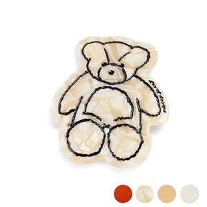 Fermaglio per Capelli a Orsetto in Acetato Fatto a Mano per Ragazze Simpatico Clip a Molla Animale del Fumetto Molletta Dolce con Texture di Marmo Accessori Moda per Bambini