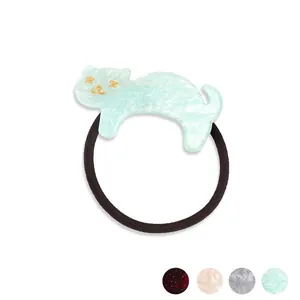 Minimalist cat acetate hair tie with sparkling marble texture and elastic band
