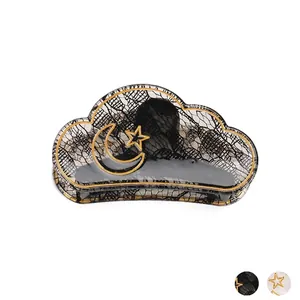 Acrylic Cloud Shape Hair Claw Clip Lace Pattern Moon Star Gold Edging Retro French Hair Accessories For Women Hair Clamp