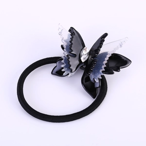 Nouvelle Corde à Cheveux Papillon en Acétate Style Coréen Élastique à Cheveux Haute Élasticité Avec Strass Accessoires Cheveux Noirs Élégants pour Femmes