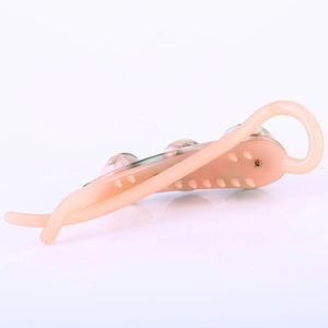 Pince à cheveux banane en acétate rose marbré avec motif rose et dents antidérapantes pour femme