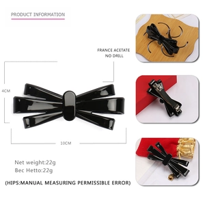 Fermaglio per capelli a fiocco nero in acetato 10cm con molla in metallo resistente