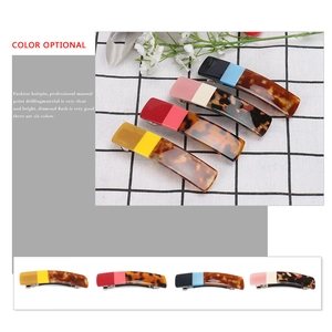 Classic tortoise shell acetate hair clip set in various colors with spring metal clasp