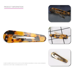 Classic tortoiseshell water drop hairpin with sparkling rhinestones and metal snap base