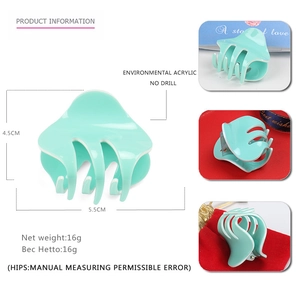 Mint green acrylic hair claw clip for ponytail 4.5x5.5cm size with multi-tooth design