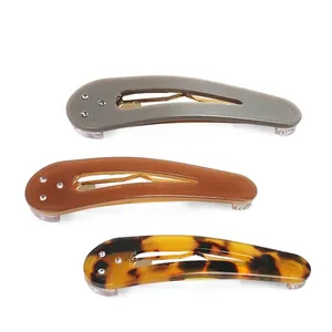 Acetate Water Drop Shape Snap Hair Clip Minimalist Rhinestone Retro Tortoiseshell Pattern Bangs Side Clip Fashion Jewelry For Women