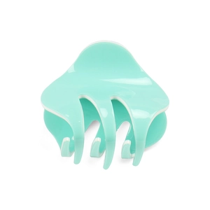 Minimalist mint green acrylic hair claw clip with glossy finish for ponytail styling
