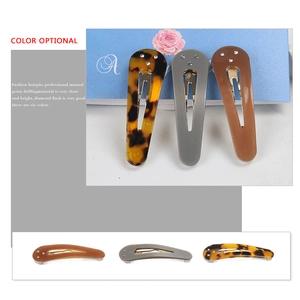 Acetate teardrop hair clip with manual point drilling in leopard and solid colors