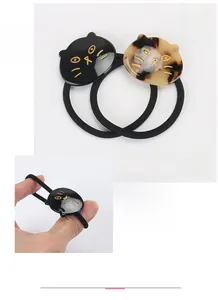 Elastici per capelli in acetato francese con graziose forme di gatto nere e tartarugate