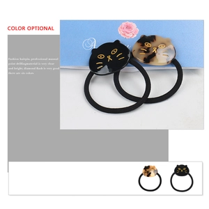 Elastici per capelli a forma di gatto in acetato nero lucido e tartarugato