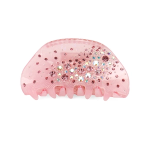 Pinza per capelli rosa con strass sfumati e decorazione di cristalli scintillanti