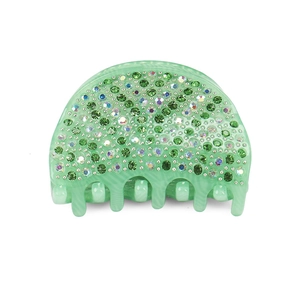 Pinza per capelli in acrilico verde menta con strass scintillanti per acconciature