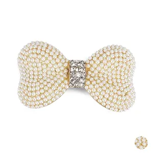Barrette Cheveux Nœud Papillon Élégante Style Français Alliage Künstliche Perle d'Imitation Blanche Strass Incrusté Pince à Ressort Femme