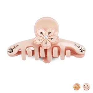 Elegante Molla per Capelli in Acetato a Forma di Fiore Ciliegio Dolce Con Strass e Künstliche Perle Accessori per Capelli da Donna Festa