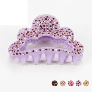 Pince à Cheveux en Acrylique à la Mode avec Strass Élégante Vague de Nuage Ajouré Grande Épingle à Cheveux pour Femmes Accessoires