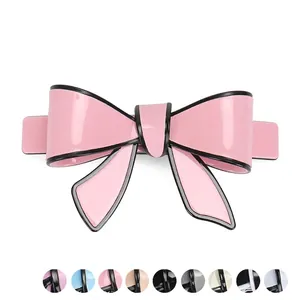 Minimalist Acrylic Bow Hair Clip With Black Outline For Women Elegant Butterfly Knot Spring Clip Ponytail Holder Accessory