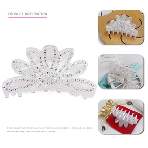 Elegante molletta per capelli a forma di loto con cristalli colorati per donne in acrilico