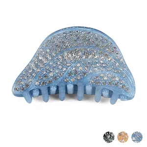 Pince Crabe En Acrylique Avec Strass Style Coréen Motif À Vagues Forme D'Escargot Élégante Accessoires De Cheveux Faits À La Main Pour Femmes Fête Quotidien