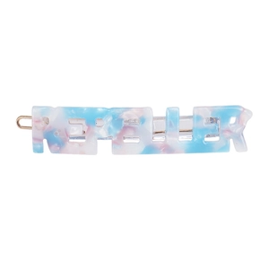 Letter SUPER acetate hair clip with dreamy blue and pink marble texture for women