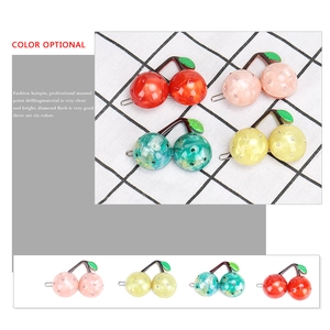 Sparkling cherry-shaped hair clips with colorful resin and hand-set rhinestones