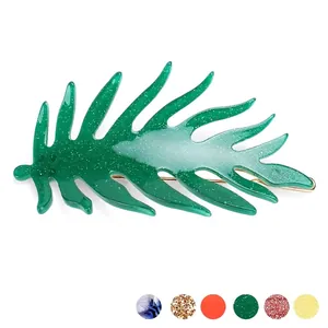 Minimalist Acetate Leaf Hair Clip For Women Glitter Botanical Leaf Side Clip Handmade Fashion Temperament Hair Accessories