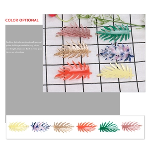 Minimalist leaf hair clips in six vibrant colors with high gloss acetate finish for women