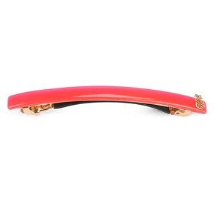 Pink acetate geometric spring hair clip with a golden pineapple accent on white background