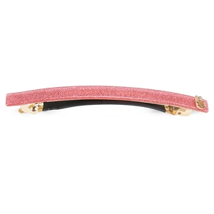 Pink glitter hair clip with gold pineapple charm and metallic spring fastener base