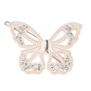 Détails de la barrette papillon en acétate ornée de strass brillants et pince en métal