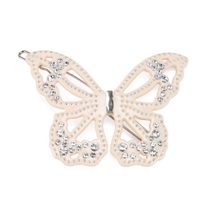 Barrette papillon élégante en acétate crème avec strass brillants et pince à cheveux en métal