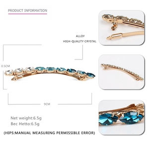 Barrette à cheveux en cristal et alliage bleu dégradé, clip à ressort de 9 cm pour femme