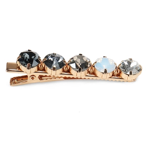 Elegant gold alloy hair clip featuring five large gradient colored faceted crystals