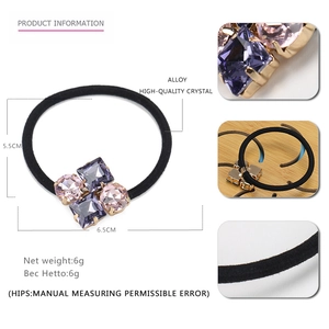 Elastico per capelli minimalista con decorazioni in cristallo geometrico viola e rosa