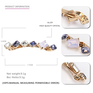 Barrette à cheveux géométrique avec cristaux violets dégradés et mécanisme à ressort