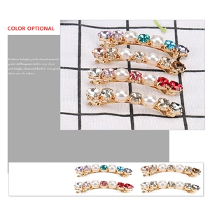 Pince à cheveux géométrique de luxe avec cristaux colorés et perles sur alliage d'or
