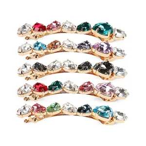 Koreanischer Stil Strass Haarklammer Für Frauen Legierung Wassertropfen Kristall Federclip Elegant Geometrisch Haarschmuck Geschenk