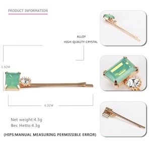 Barrette de luxe en alliage doré ornée de cristaux colorés et de strass brillants