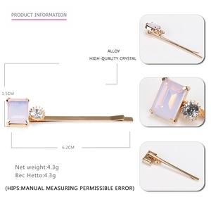 Pince à cheveux de luxe en alliage avec strass en cristal coloré pour femmes, 6,2 cm
