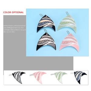 Fish tail acetate hair clips with inlaid rhinestones in multiple colors for women