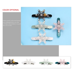 Elegant snowflake hair clips with pearls and rhinestones in multiple colors